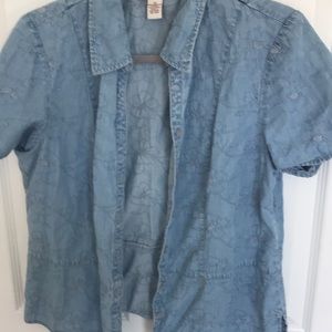 Light wash denim button up